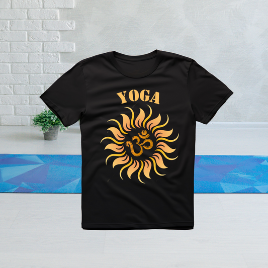 Yoga Aum In Sun | Activewear Polyester Tshirt | Black | Men | Women