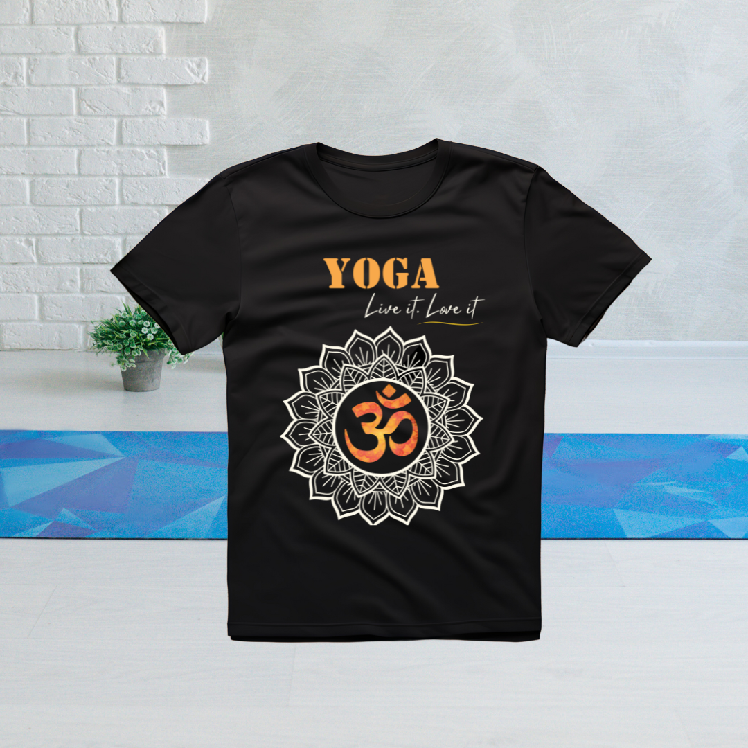 Aum in Mandala | Activewear Polyester Tshirt | Black | Men | Women