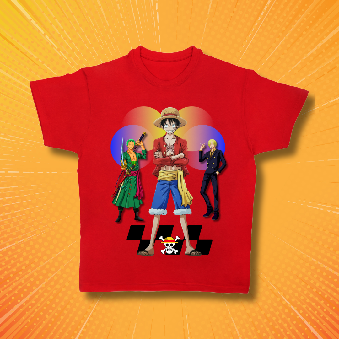 One Piece Luffy Group T-shirt | Red | Boys
