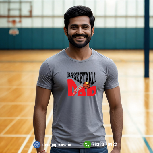 BasketBall Dad | Cotton Tshirt | Grey | Men | Women