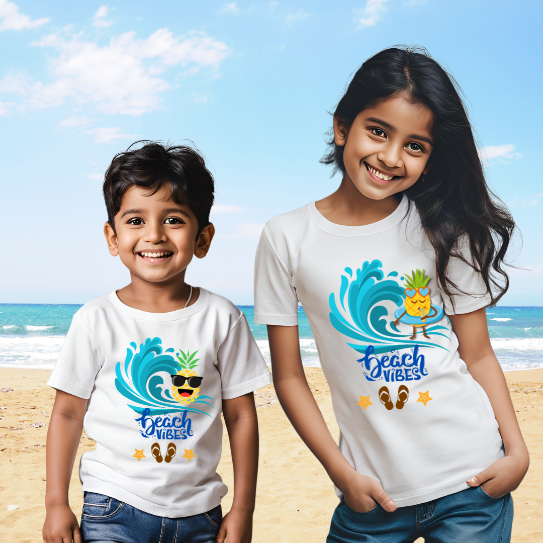 Beach Vibes Family Vacation Tshirts | White | Men | Women | Kids