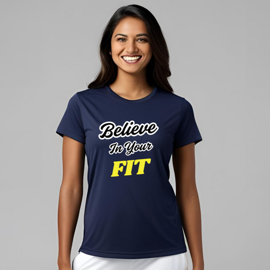 Believe in your fit | Activewear Polyester Tshirt | Navy Blue | Men | Women