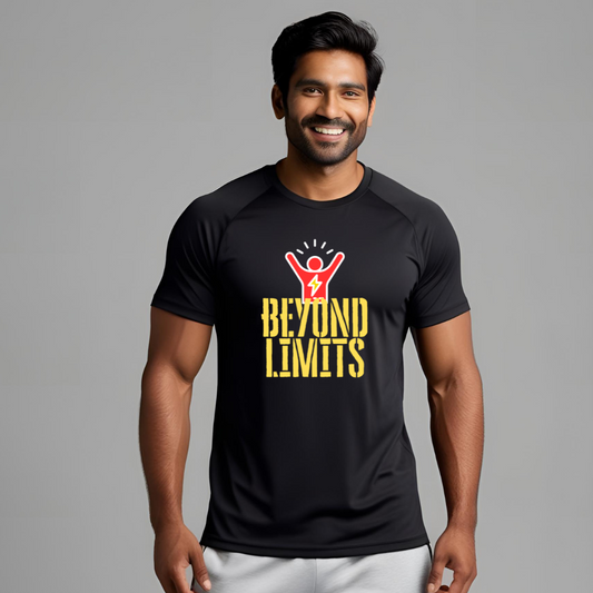 Beyond Limit | Activewear Polyester Tshirt | Black | Men | Women