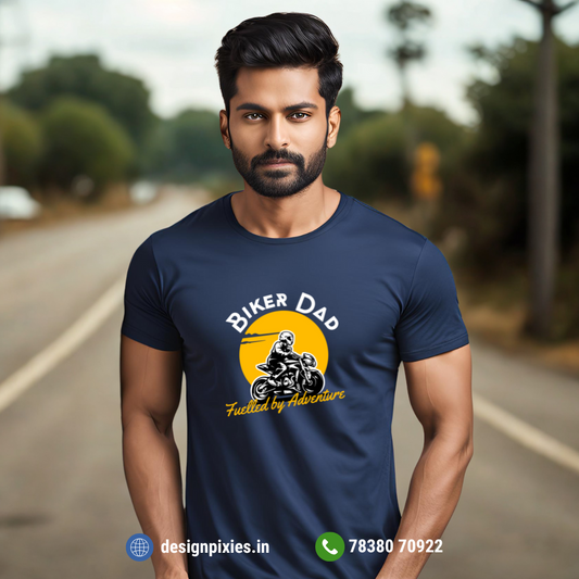 Biker Dad | Cotton Tshirt | Navy Blue | Men | Women