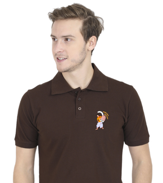 Durga Puja themed Polo T-shirt | Brown | Men