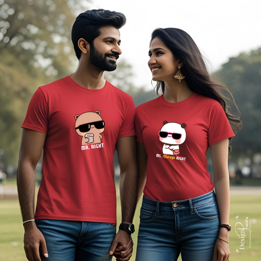 Mr Right & Ms Always Right T-shirt | Red | Men | Women