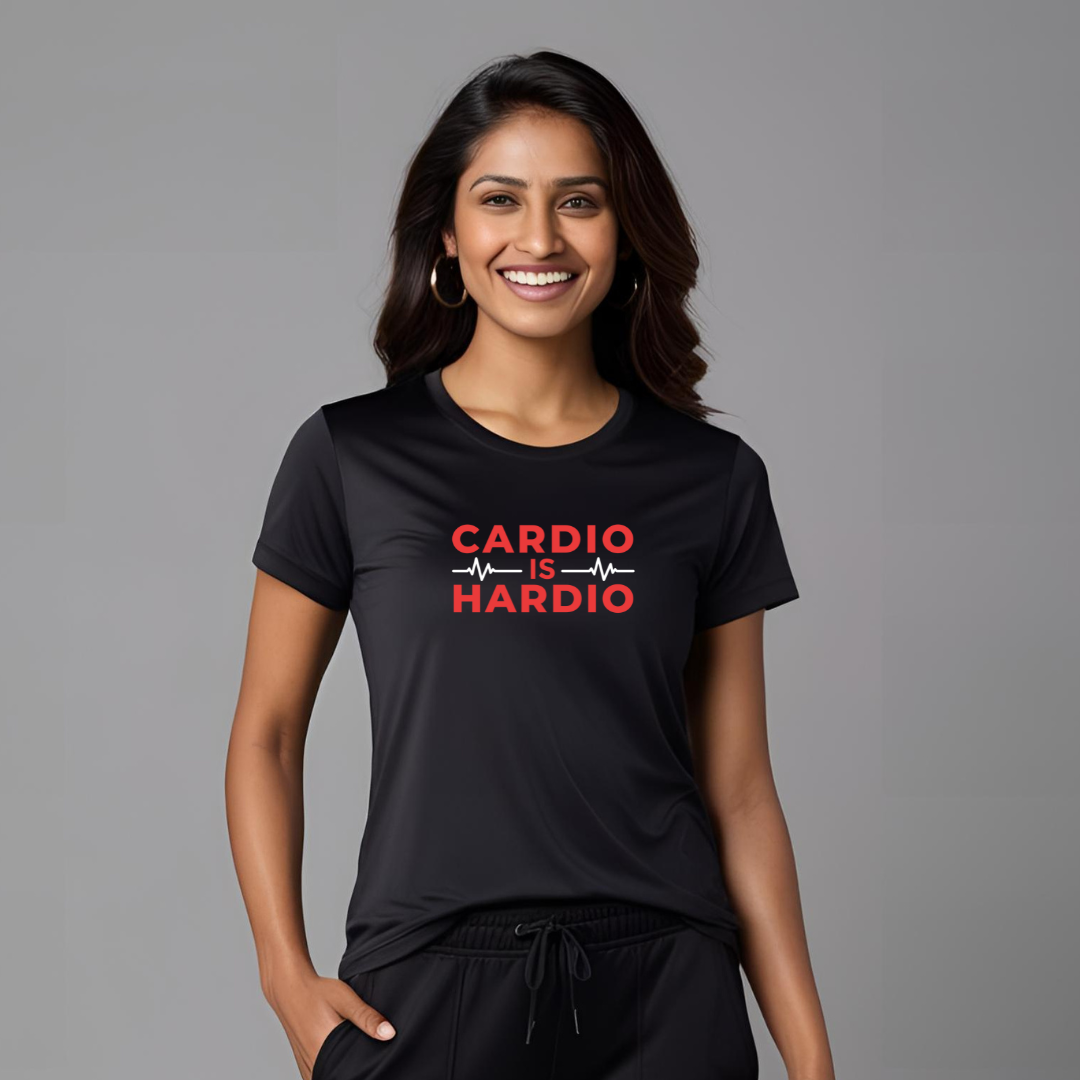 Cardio is Hardio | Activewear Polyester Tshirt | Black | Men | Women