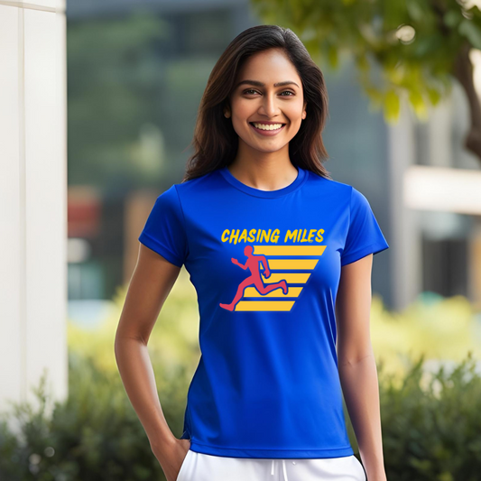 Chasing Miles | Activewear Polyester Tshirt | Royal Blue | Men | Women