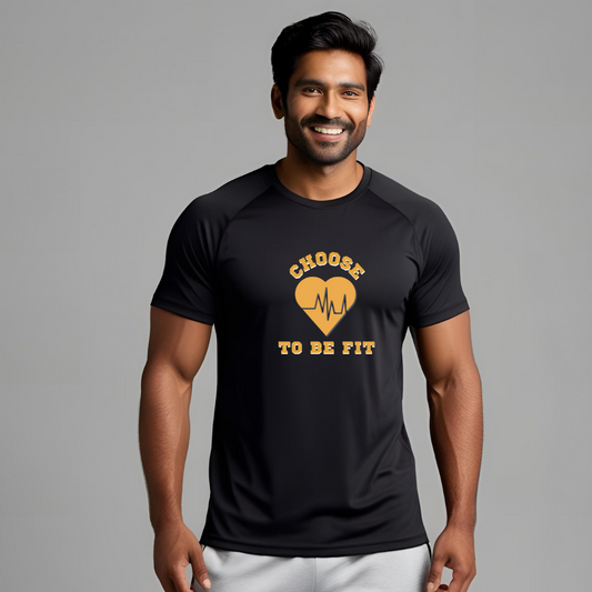 Choose to be fit | Activewear Polyester Tshirt | Black | Men | Women