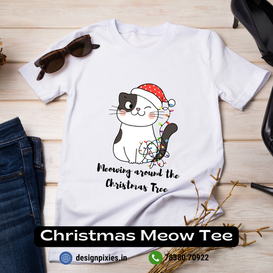 Christmas Meow T-shirt | White | Women