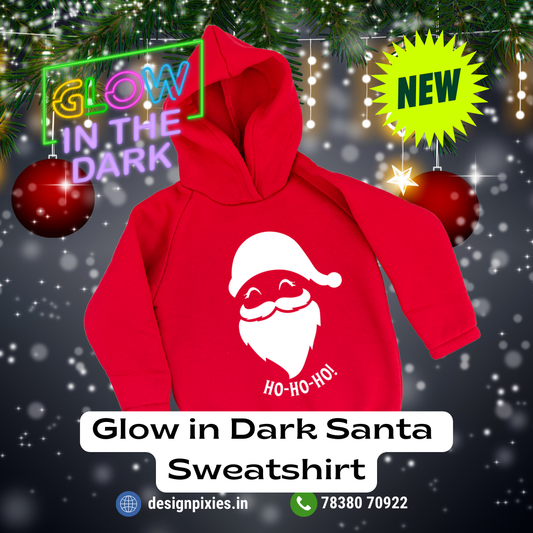 Glow In Dark Santa Hooded Sweatshirt | Red | Women | Men