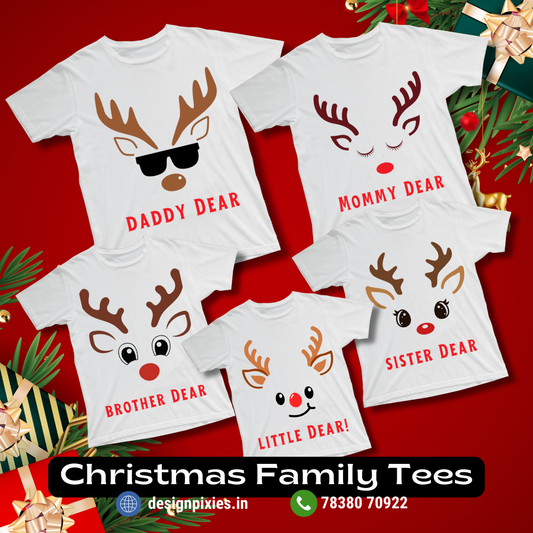 Dear Christmas Family T-shirts | White | Men | Women | Kids