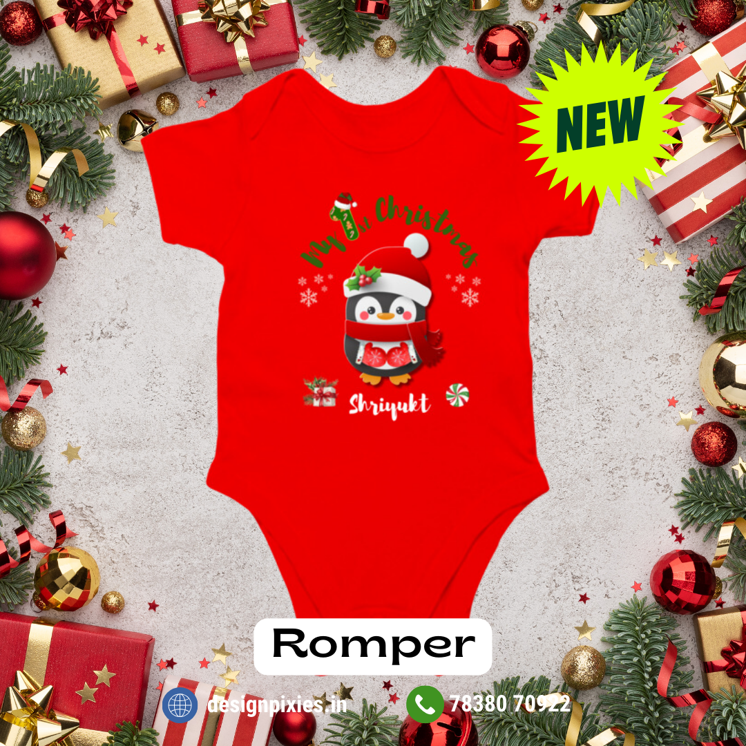 Kids 1st Christmas Romper | Personalize with Name | Red | Kids | Infant