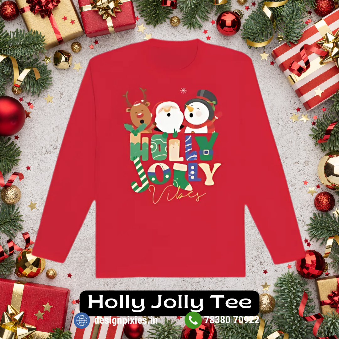 Kids Holly Jolly Vibes T-shirt | Red | Kids
