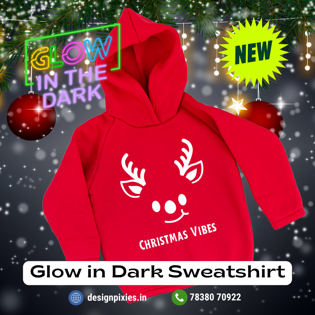 Kids Glow-in-Dark Hooded Sweatshirt | Red | Kids