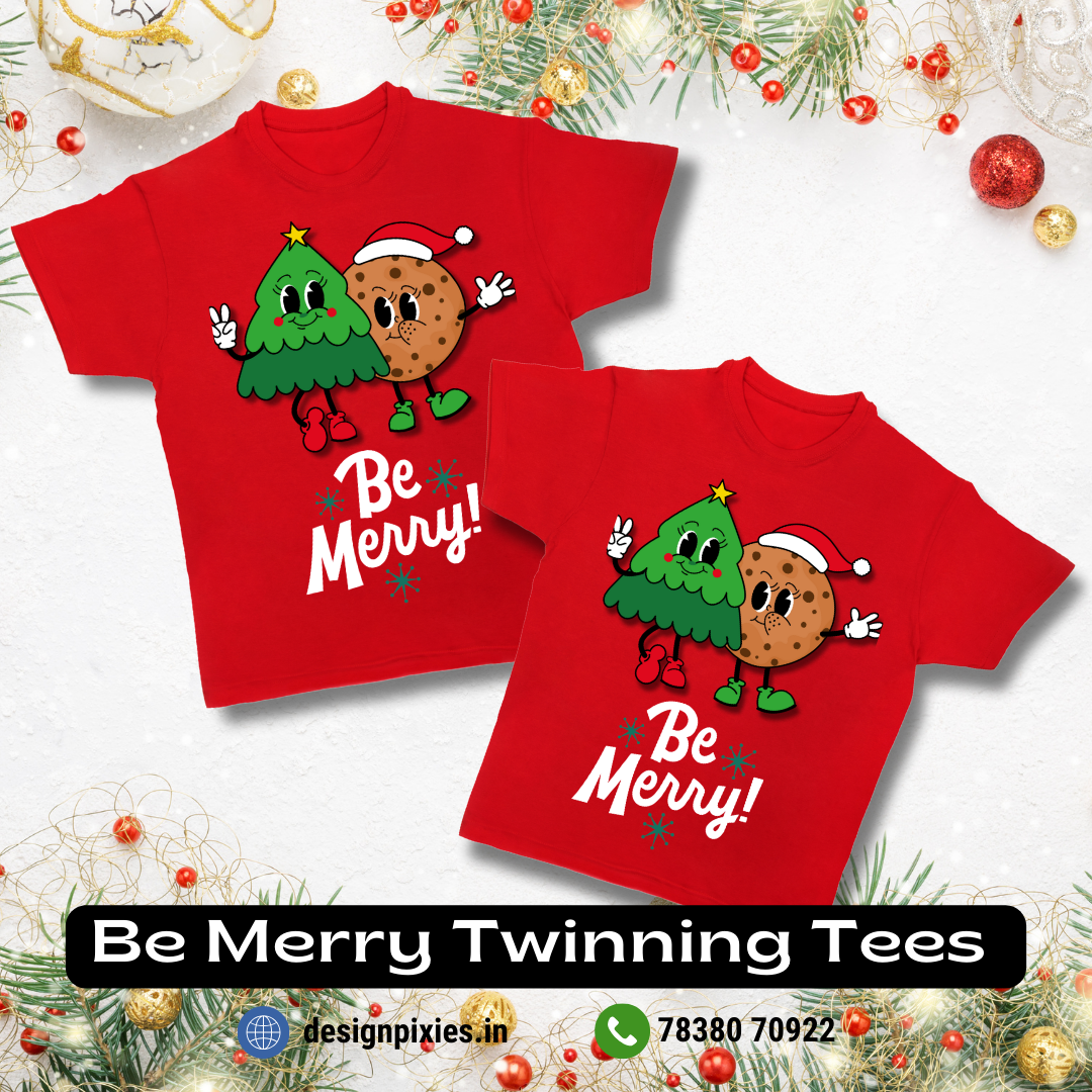 Christmas Twinning T-shirt | Be Merry | Red | Kids | Pack of 2 t-shirts