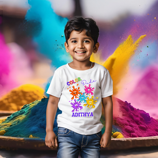 Color Dude T-shirt | Personalize with Name | White | Kids | Boys
