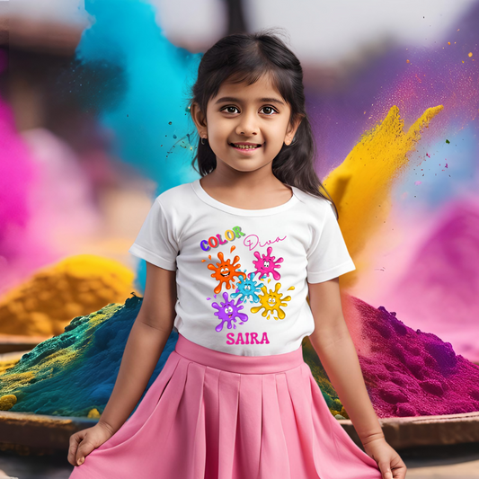 Color Diva T-shirt | Personalize with Name | White | Kids | Girls