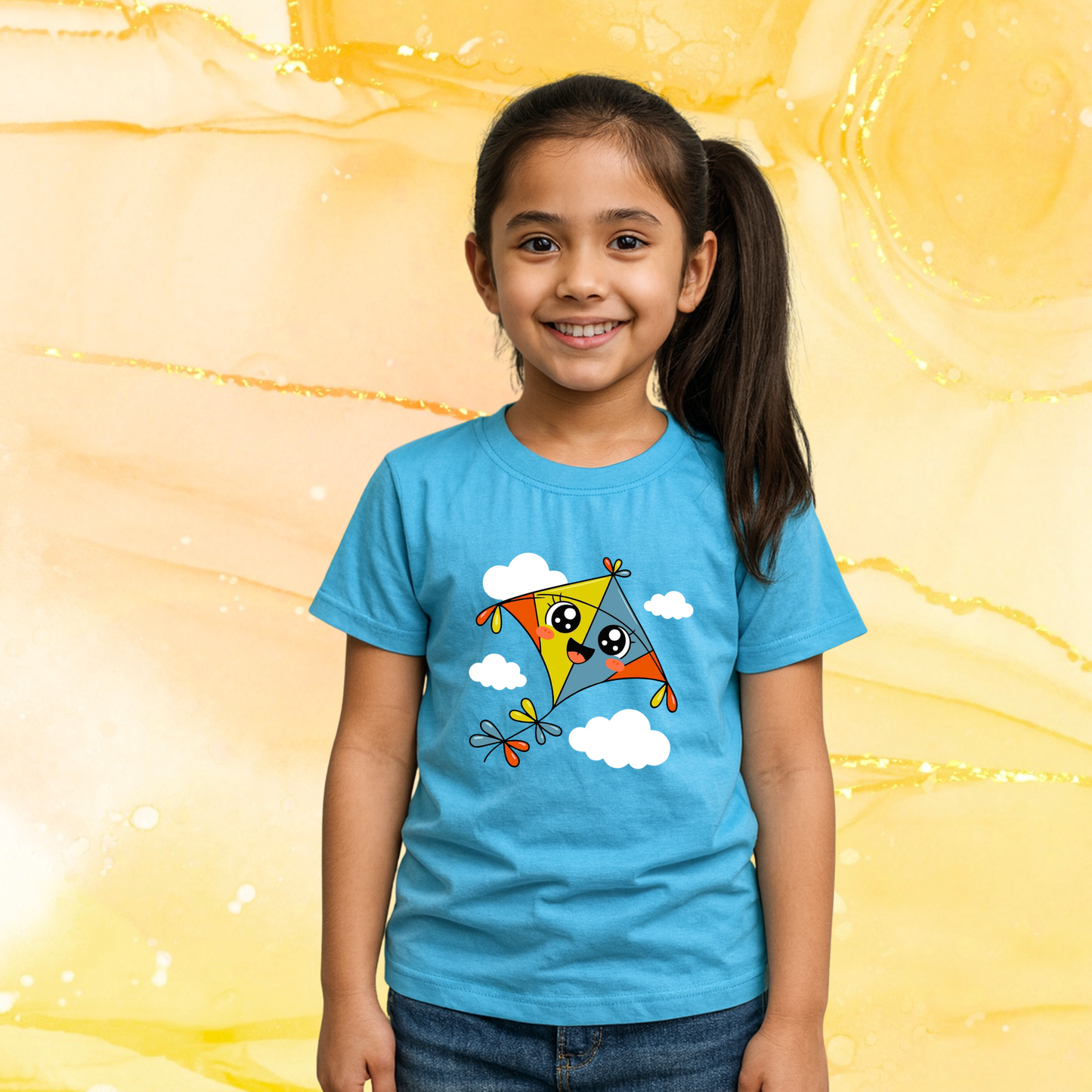 Sankranti Cute Kite T-shirt | Sky Blue | Boys | Girls