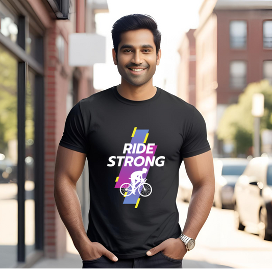 Ride Strong | Activewear Polyester Tshirt | Black | Men | Women
