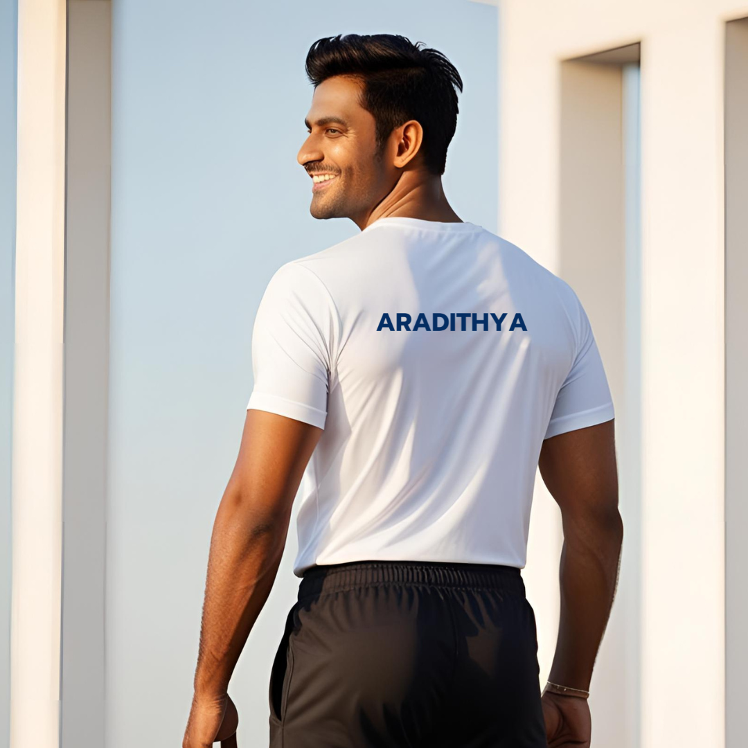 Cycling is my therapy | Personalized with Name | Front & Back print | Activewear Polyester Tshirt | White | Men | Women