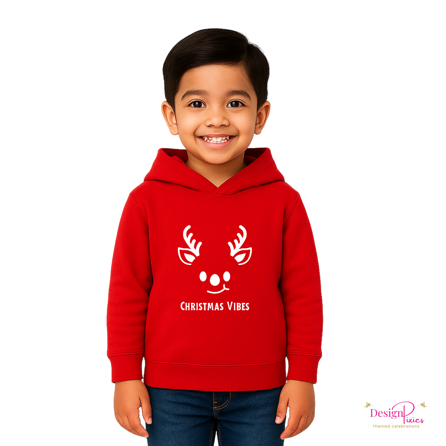 Deer Glow-in-Dark Hooded Sweatshirt | Red | Kids