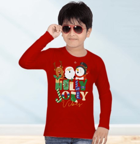 Kids Holly Jolly Vibes T-shirt | Red | Kids