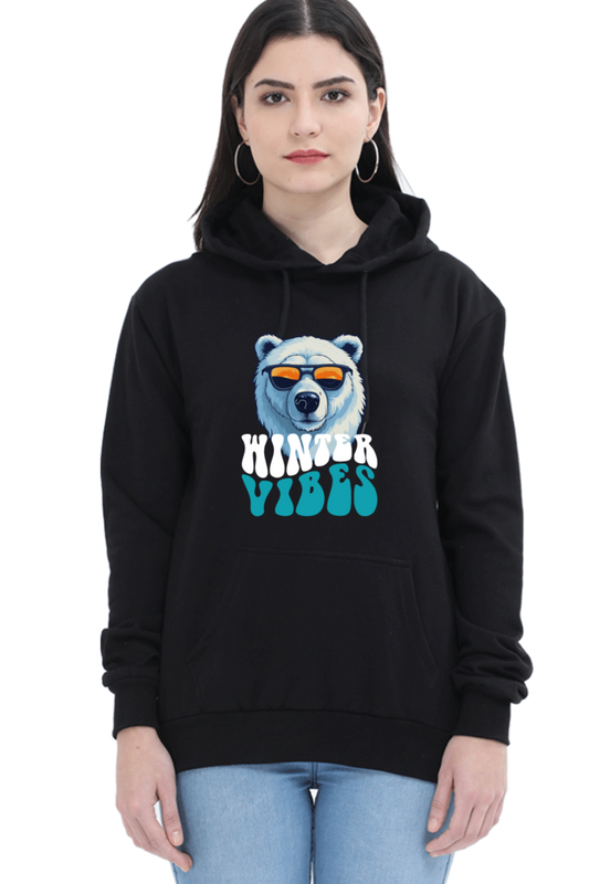 Winter Vibes Hooded Sweatshirt | Black | Women | Men