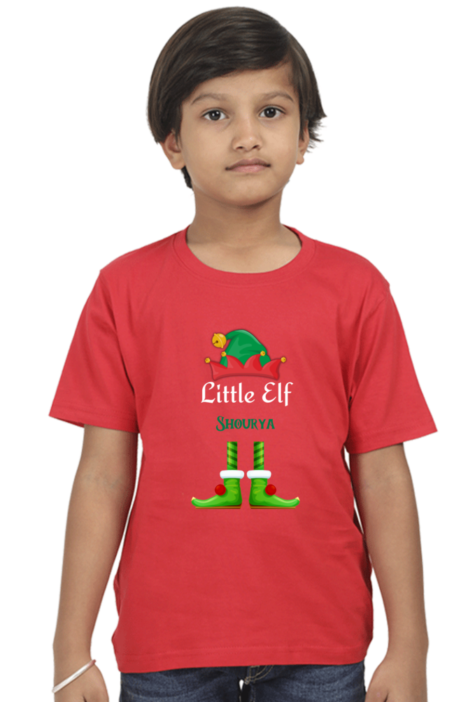 Little Elf Christmas Elf Family T-shirt | Personalize with Names | Red | Men | Women | Kids