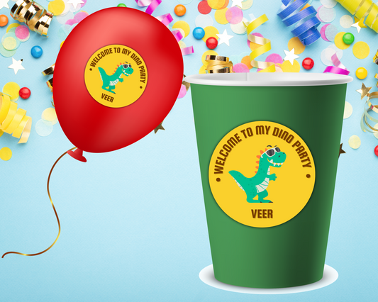Dino Birthday Printable Welcome Sticker | 6 Stickers Pack