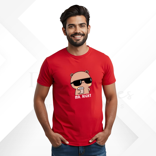 Mr Right Cotton Tshirt | Red | Men | Women