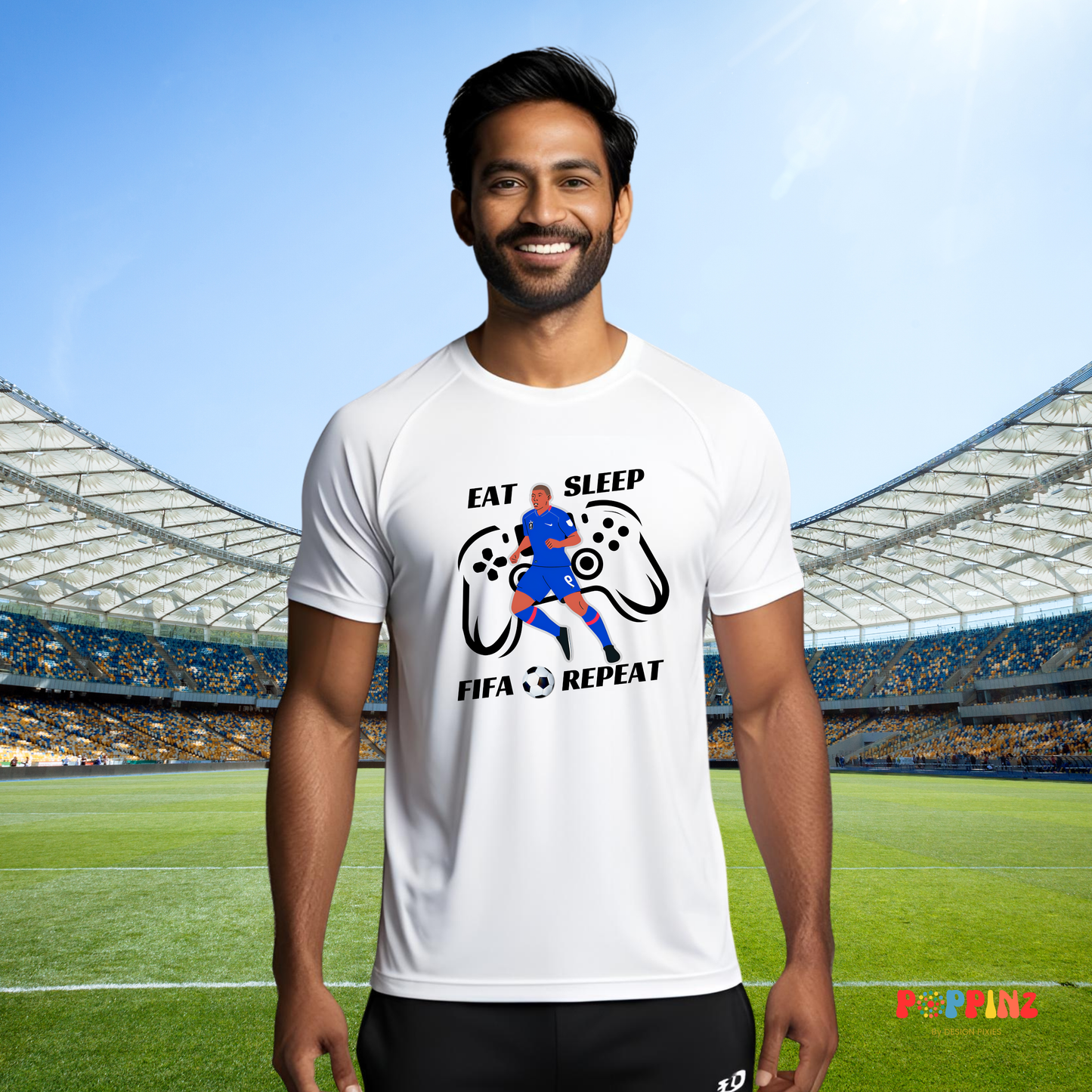 Eat Sleep FIFA Repeat T-shirt | For FIFA lovers | White | Men | Women