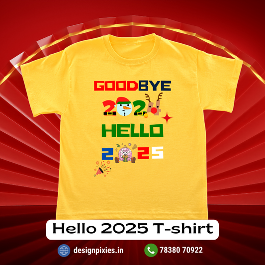 Hello 2025 T-shirt | Yellow | Kids
