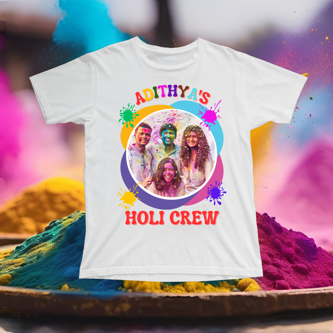 Holi Crew | Personalized with Image & Name | White | Men | Women
