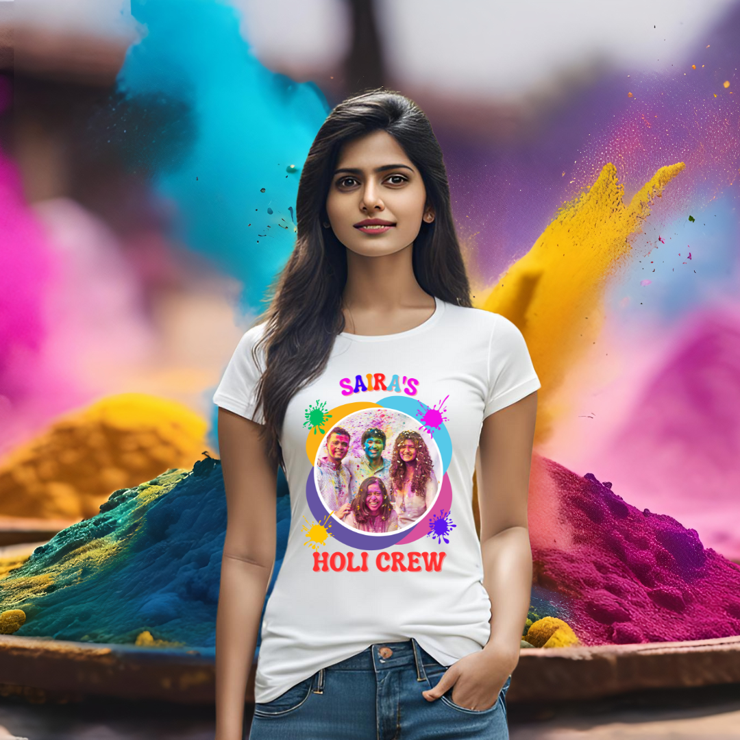 Holi Crew | Personalized with Image & Name | White | Men | Women