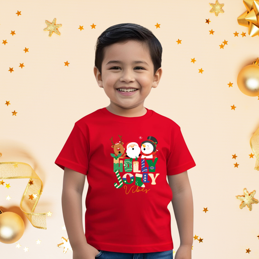 Holly Jolly Vibes Tshirt | Red | Kids