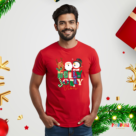 Holly Jolly Vibes T-shirt | Red | Women | Men