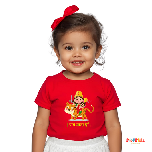 Jai Mata Di T-shirt | Red | Kids | Girls