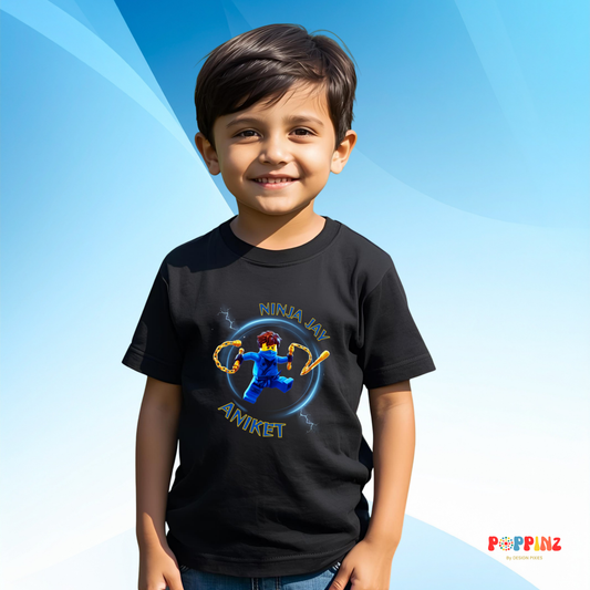 Ninja Jay T-shirt | Personalize with Name | Blue | Boys | Girls