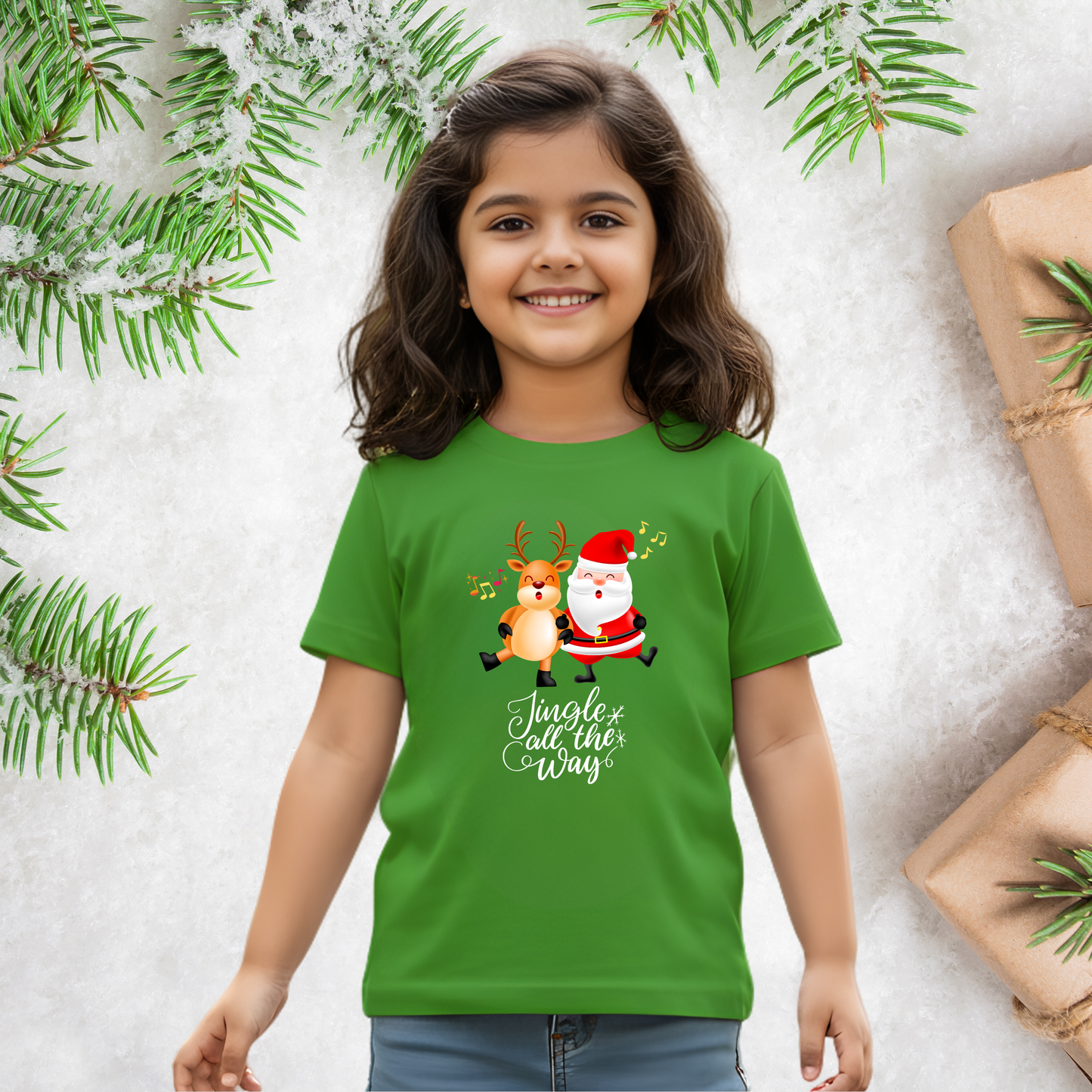 Jingle All The Way Tshirt | Green | Kids