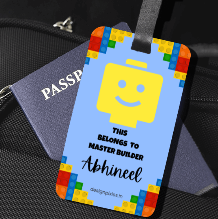 Building Blocks Personalized Vertical Name Tag