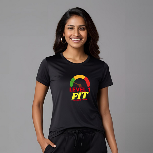 Level 1 Fit | Activewear Polyester Tshirt | Black | Men | Women