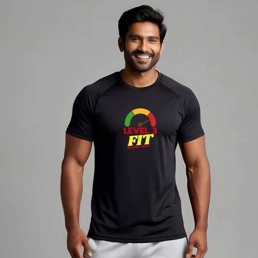 Level 3 Fit | Activewear Polyester Tshirt | Black | Men | Women