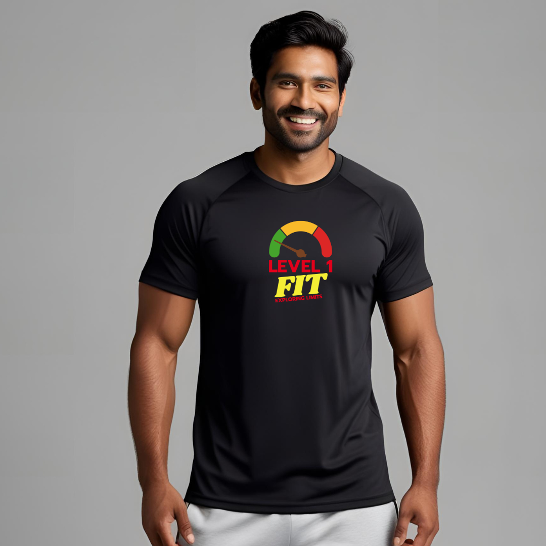 Level 1 Fit | Activewear Polyester Tshirt | Black | Men | Women