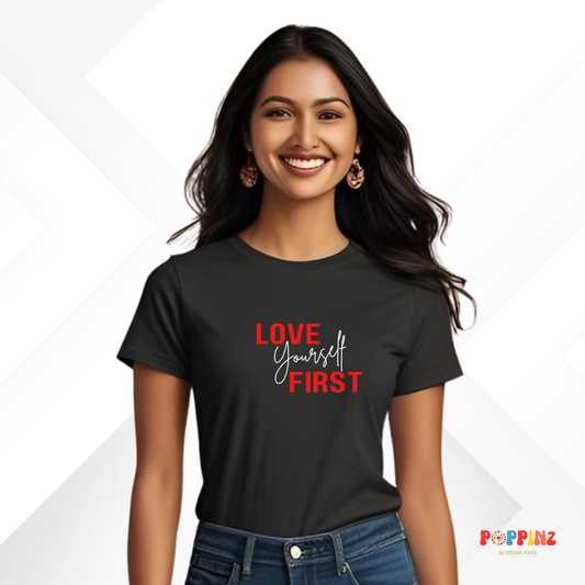 Love Yourself First Cotton Tshirt | Black | Men | Women