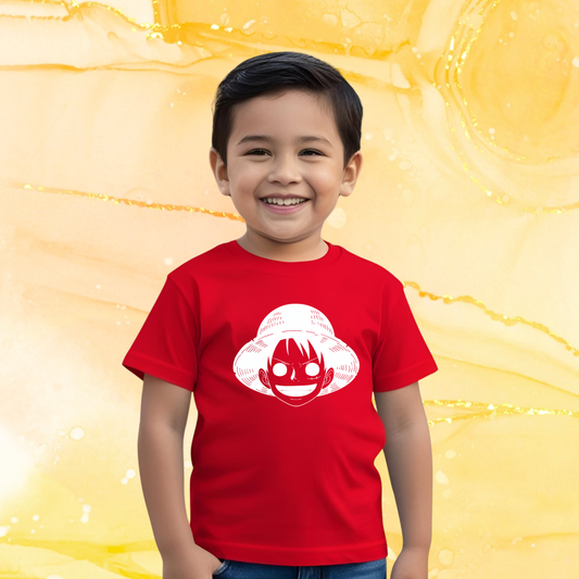 Anime Luffy Glow-in-Dark Tshirt | Red | Kids