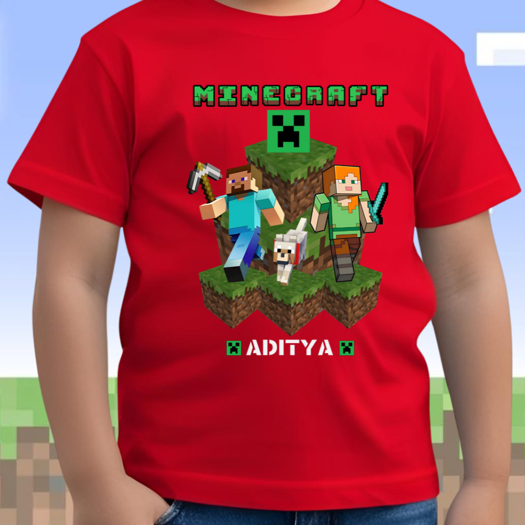 Minecraft Personalized T-shirt | Red | Boys