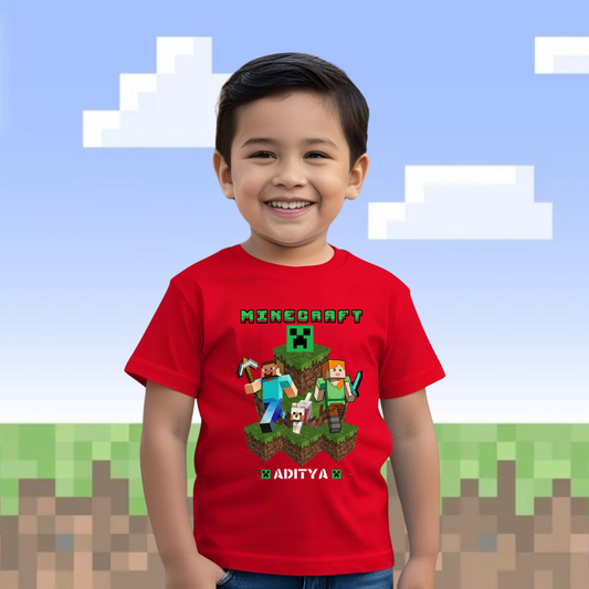 Minecraft Personalized T-shirt | Red | Boys