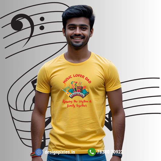 Music Lover Dad | Cotton Tshirt | Yellow | Men | Women