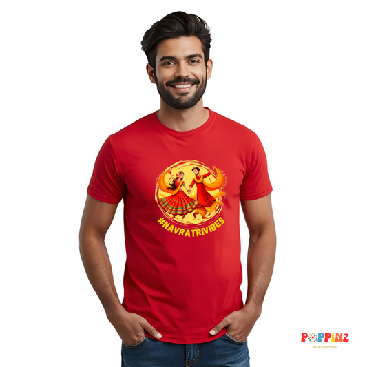 Navratri Vibes | Cotton Tshirt | Red | Men | Women